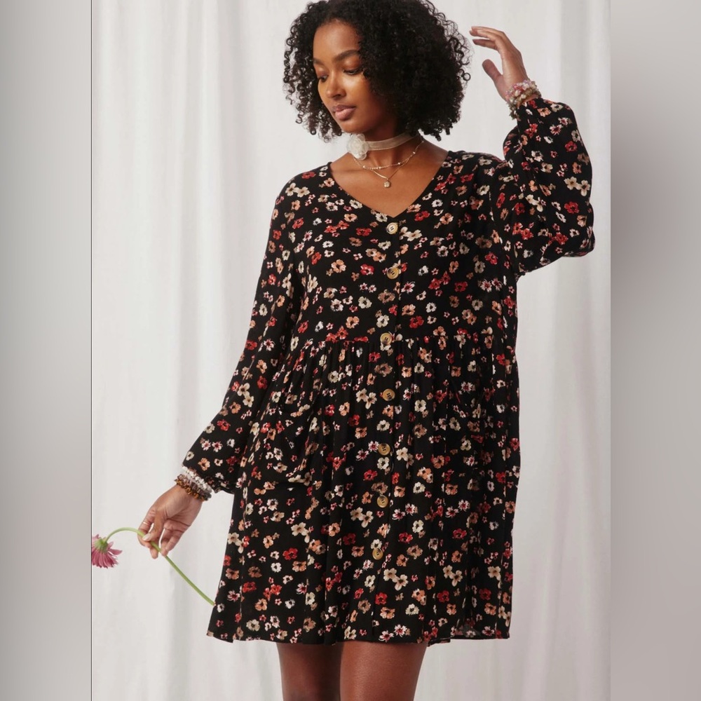 EUC- Hayden Gauze Button Front A-line Babydoll Dress w/Pockets